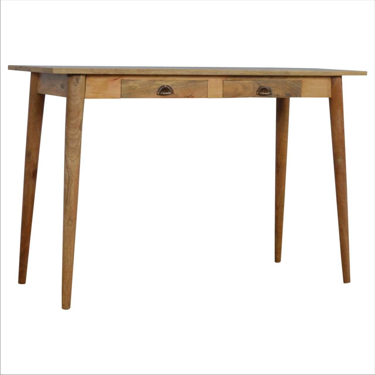 Handcrafted Solid Mango Wood Writing Desk – Beige Finish, 2 Drawers