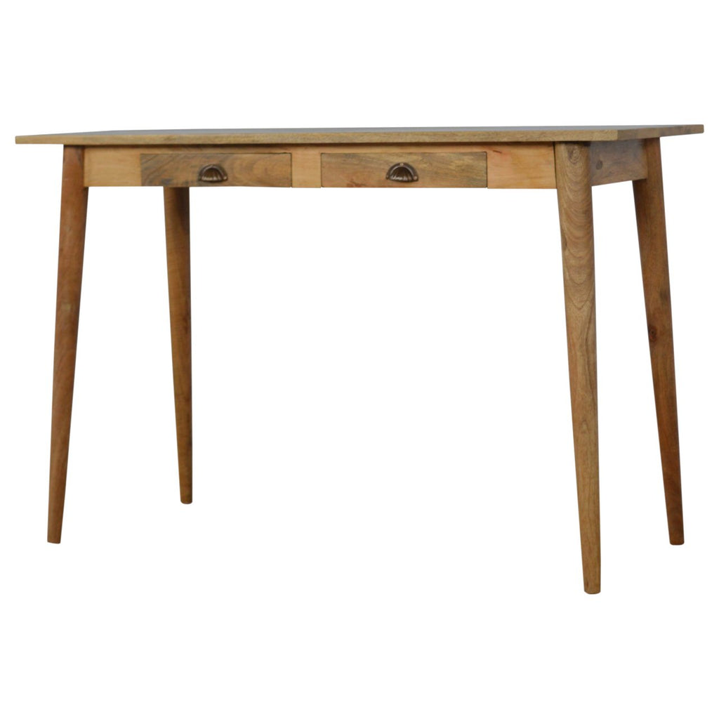 Handcrafted Solid Mango Wood Writing Desk – Beige Finish, 2 Drawers