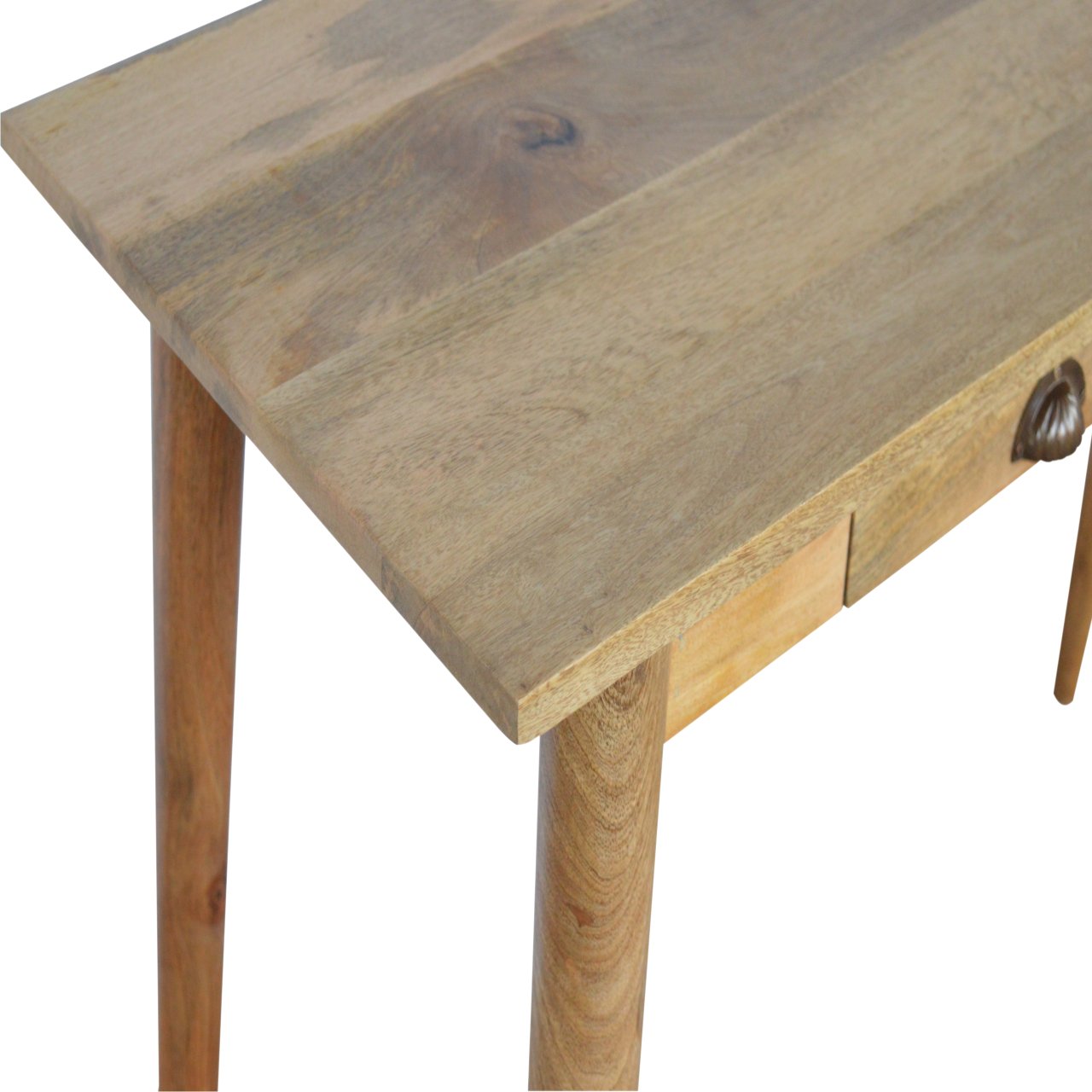 Handcrafted Solid Mango Wood Writing Desk – Beige Finish, 2 Drawers