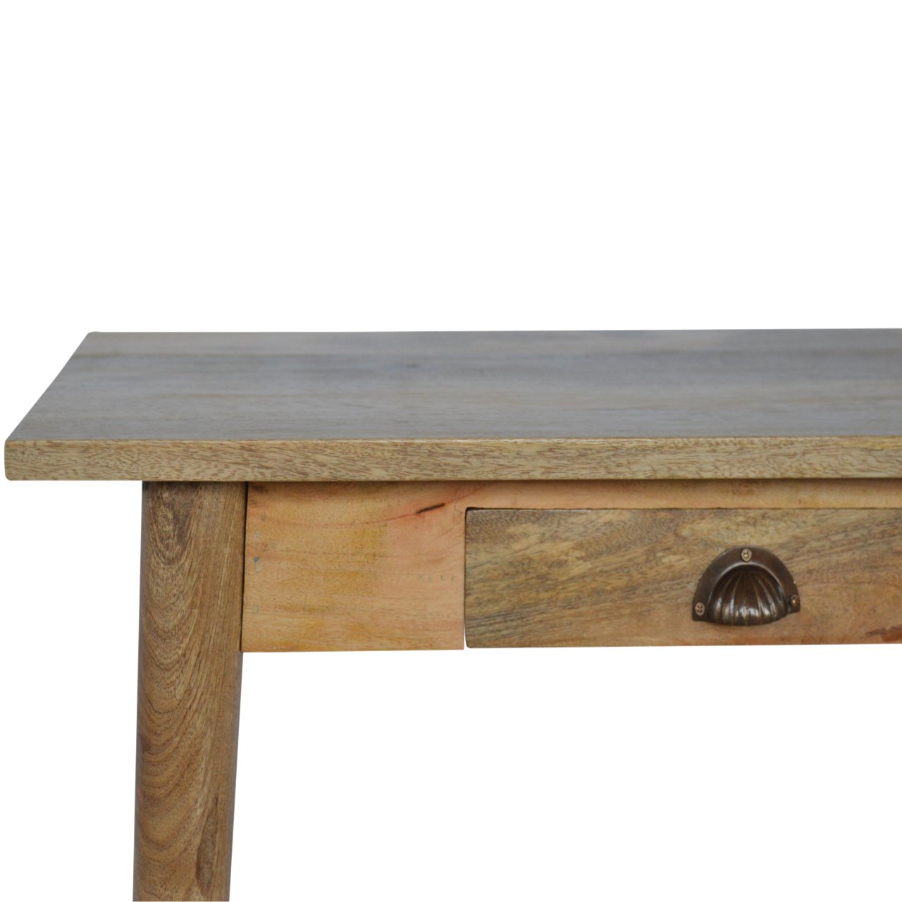 Handcrafted Solid Mango Wood Writing Desk – Beige Finish, 2 Drawers