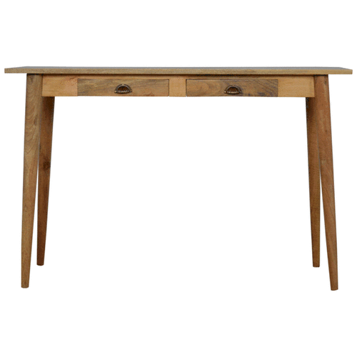 Handcrafted Solid Mango Wood Writing Desk – Beige Finish, 2 Drawers