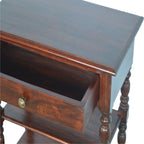 Handcrafted Solid Mango Wood Side Table – Cherry Finish, 1 Drawer