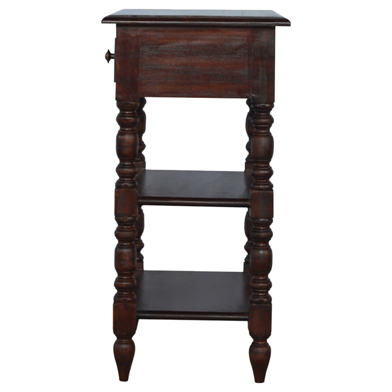 Handcrafted Solid Mango Wood Side Table – Cherry Finish, 1 Drawer