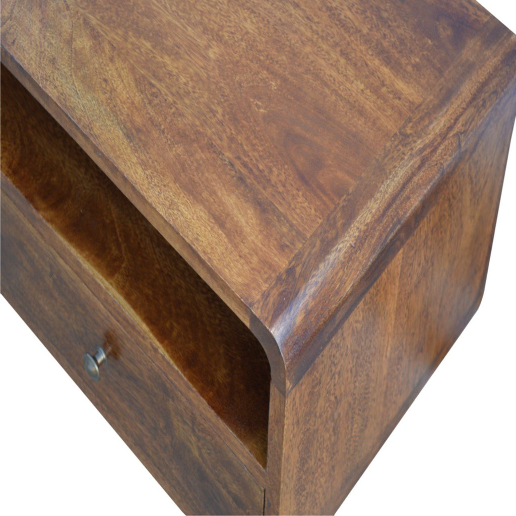 Contemporary Solid Mango Wood TV Unit – Chestnut Finish, 2 Drawers