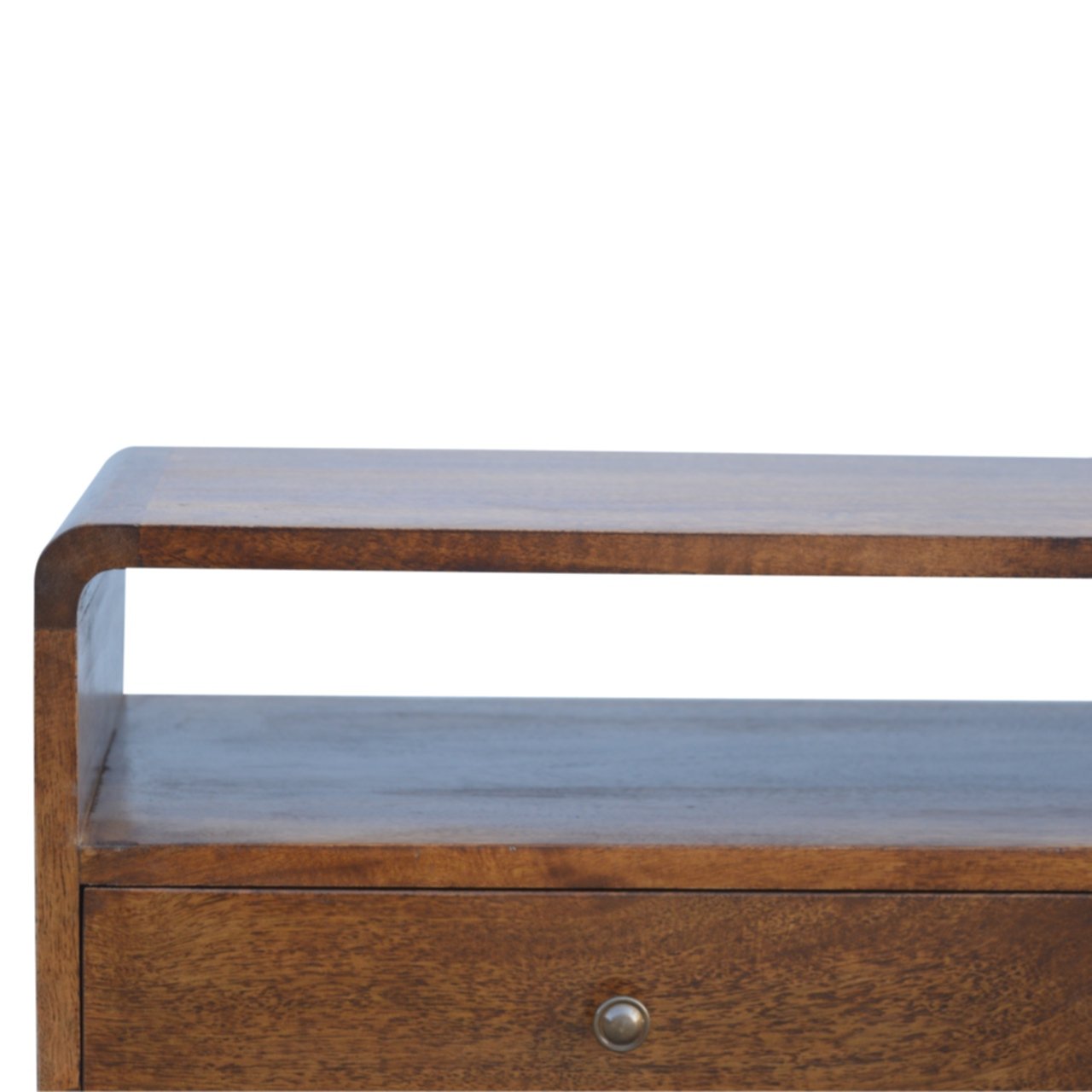 Contemporary Solid Mango Wood TV Unit – Chestnut Finish, 2 Drawers