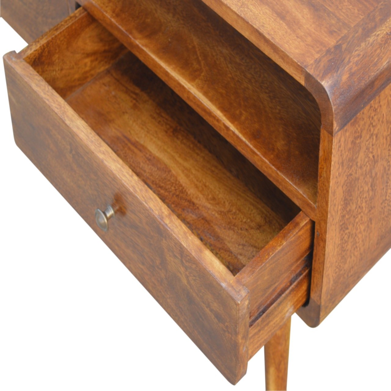 Contemporary Solid Mango Wood TV Unit – Chestnut Finish, 2 Drawers