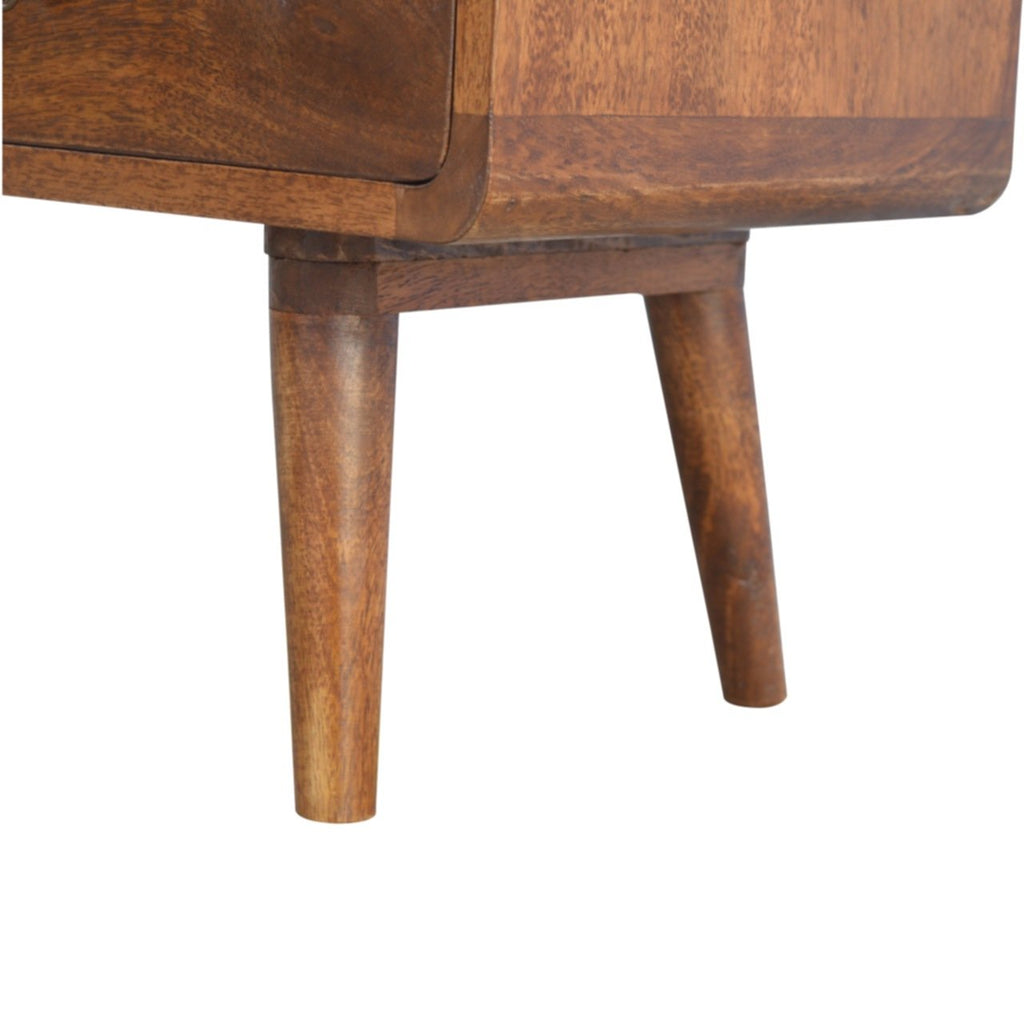 Contemporary Solid Mango Wood TV Unit – Chestnut Finish, 2 Drawers