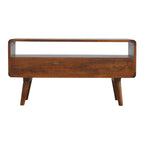 Contemporary Solid Mango Wood TV Unit – Chestnut Finish, 2 Drawers