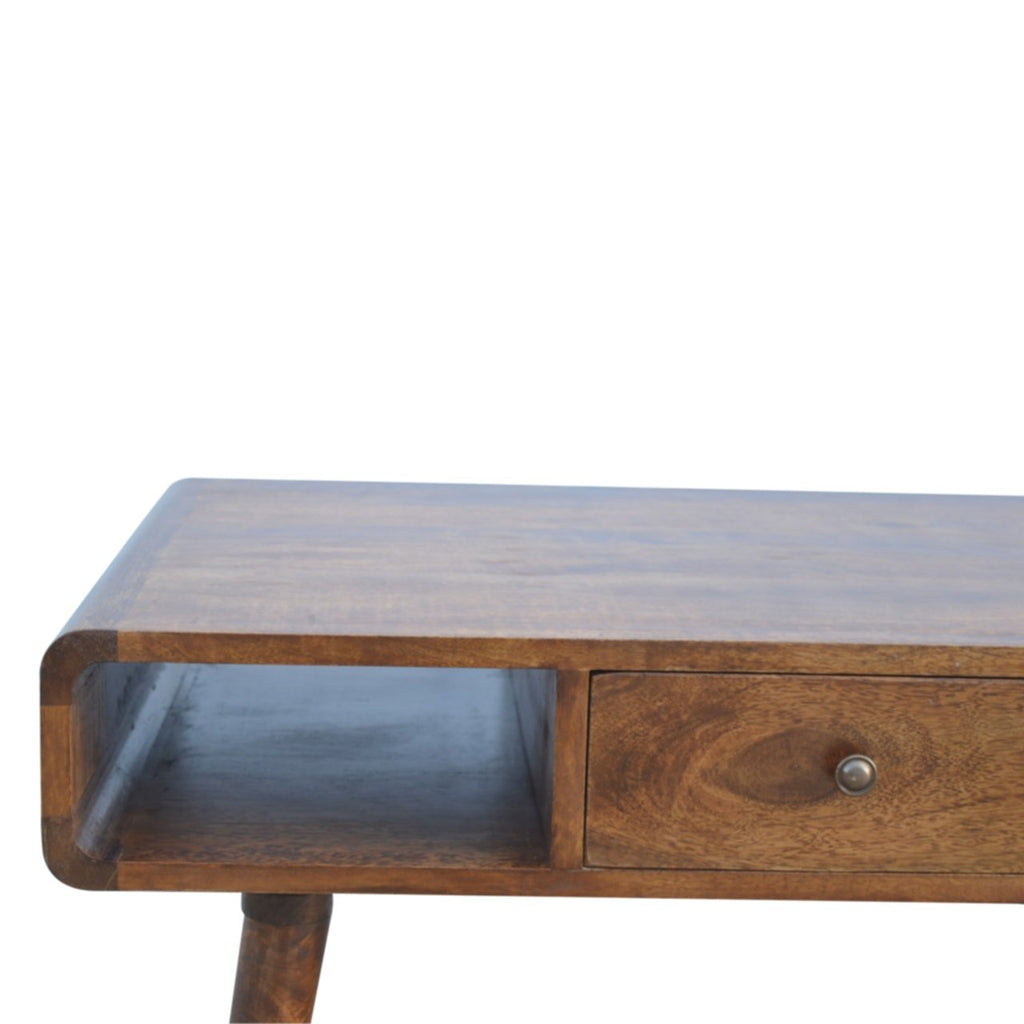 Statement Solid Mango Wood Coffee Table – Chestnut Finish, 2 Drawers