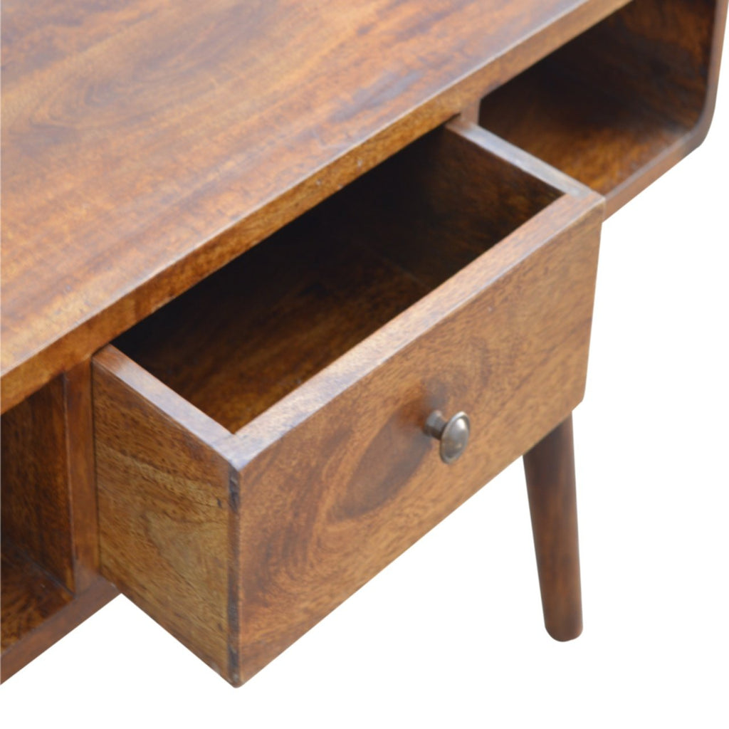Statement Solid Mango Wood Coffee Table – Chestnut Finish, 2 Drawers