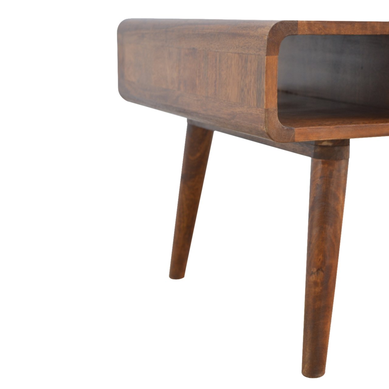Statement Solid Mango Wood Coffee Table – Chestnut Finish, 2 Drawers