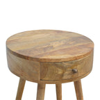 Handcrafted Solid Mango Wood Bedside Table – Chestnut Finish, Circular Design
