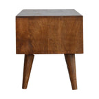 Compact Solid Mango Wood TV Unit – Chestnut Finish, Raised Prism Design