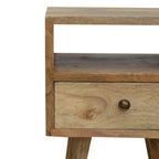 Compact Solid Mango Wood Bedside Table – Brown Finish, 1 Drawer