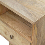 Compact Solid Mango Wood Bedside Table – Brown Finish, 1 Drawer