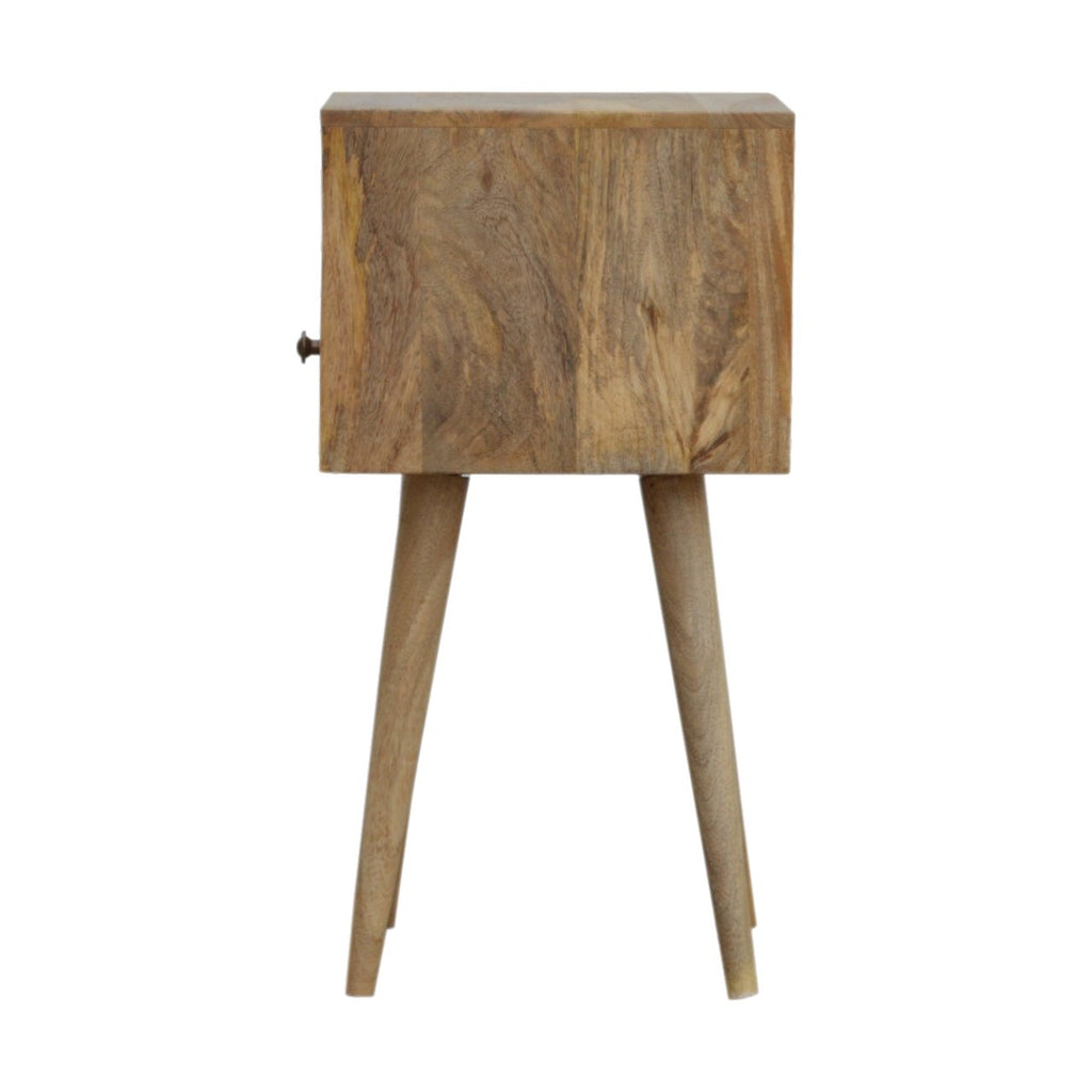 Compact Solid Mango Wood Bedside Table – Brown Finish, 1 Drawer