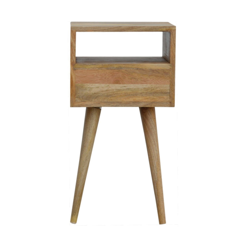 Compact Solid Mango Wood Bedside Table – Brown Finish, 1 Drawer