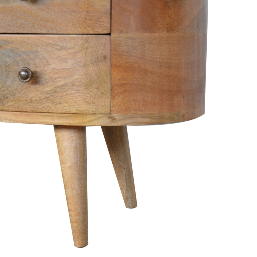 Compact Solid Mango Wood TV Unit – Oak Finish, 2 Open Slots
