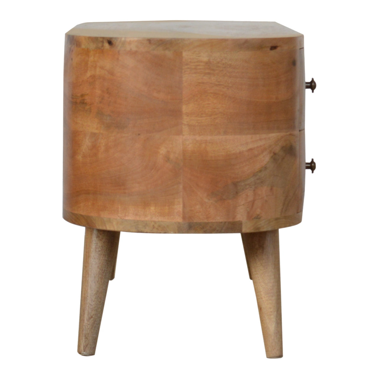 Compact Solid Mango Wood TV Unit – Oak Finish, 2 Open Slots