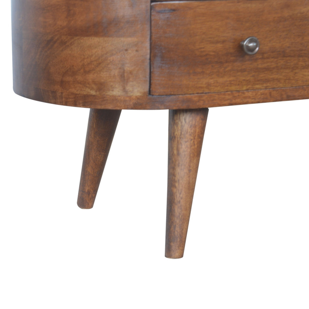 Handcrafted Solid Mango Wood TV Unit – Chestnut Finish, 4 Drawers