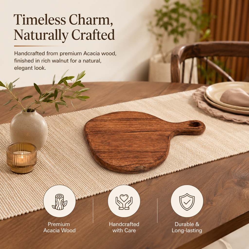 Rustic Loop Acacia Wood Chopping Board 22x32cm