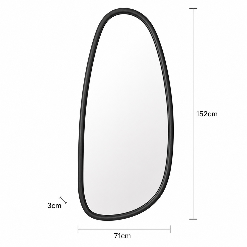 Abstract Wall Mirror in Black Wash Mango Wood