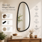 Abstract Wall Mirror in Black Wash Mango Wood