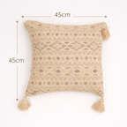 Misty Dune Woven Cushion with Tassels, Beige 45x45 cm