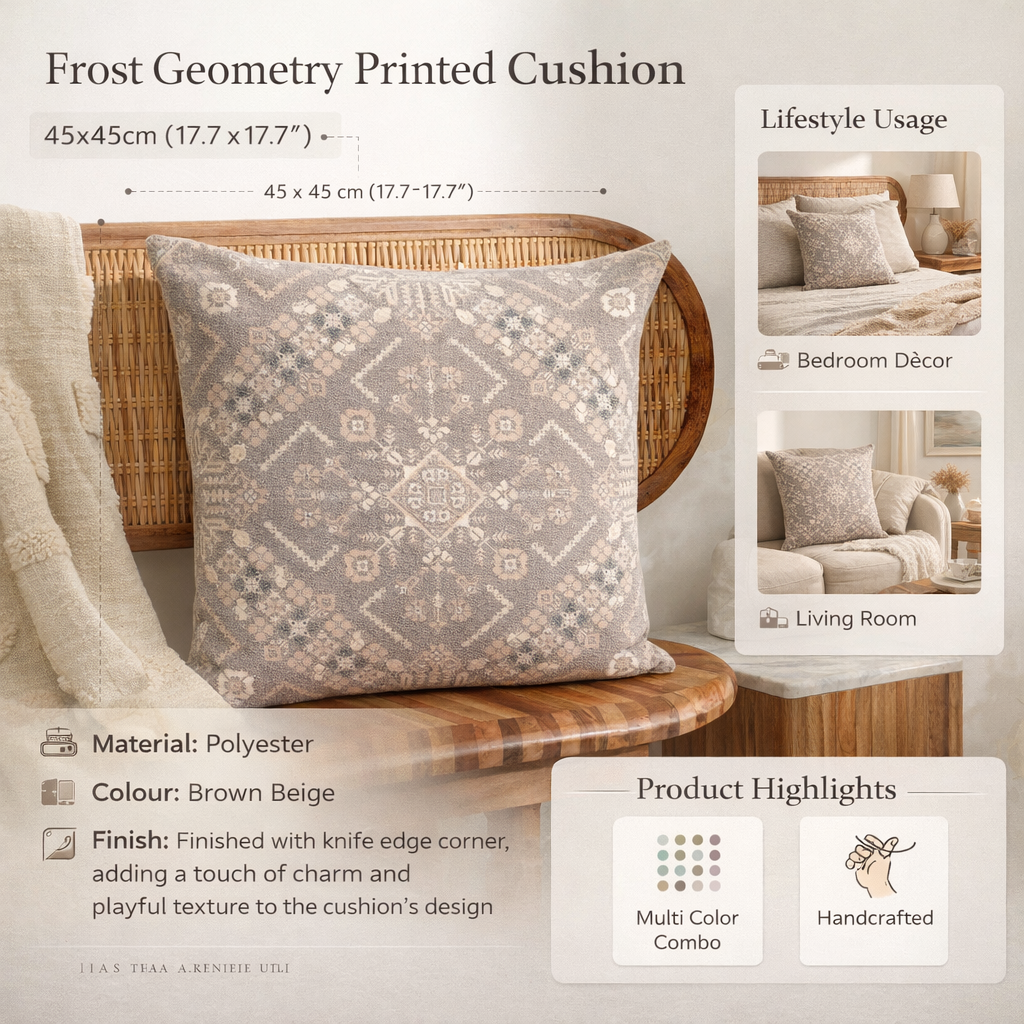 Frost Geometry Printed Cushion 45x45cm
